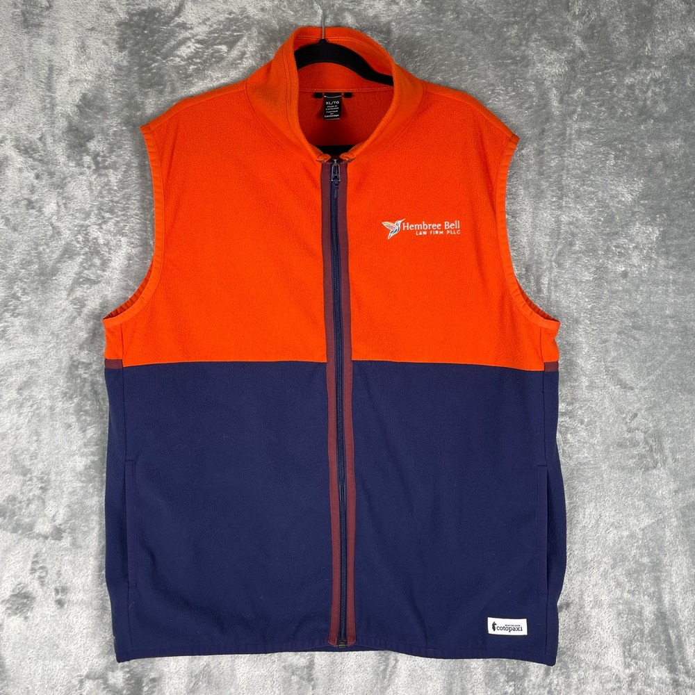Cotopaxi Teca Fleece Vest Mens XL Orange Navy Very Good Full Zip Colorblock